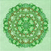 Round Patterned Jade Green Rug, pat1294grn