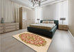 Patterned Khaki Gold Rug in a Bedroom, pat1294org