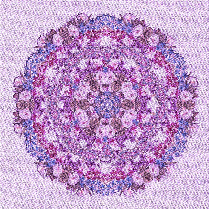 Round Patterned Blossom Pink Rug, pat1294pur