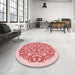 Round Patterned Orange Rug in a Office, pat1294rd