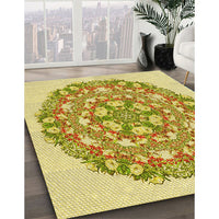 Patterned Dark Golden Brown Rug, pat1294yw