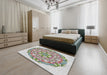 Patterned White Gold Novelty Rug in a Bedroom, pat1294