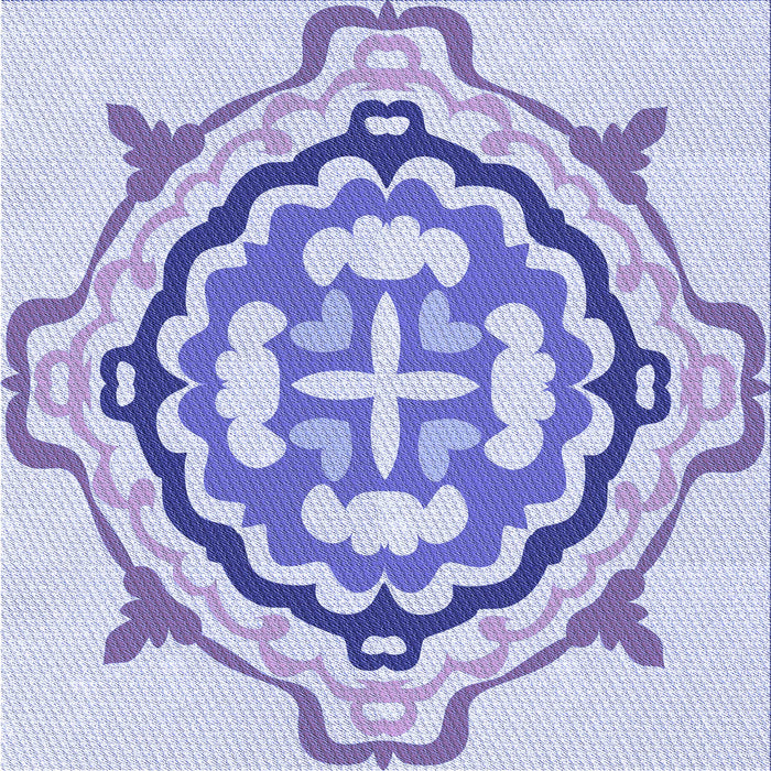 Round Patterned Blue Rug, pat1295blu