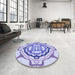 Round Patterned Blue Rug in a Office, pat1295blu