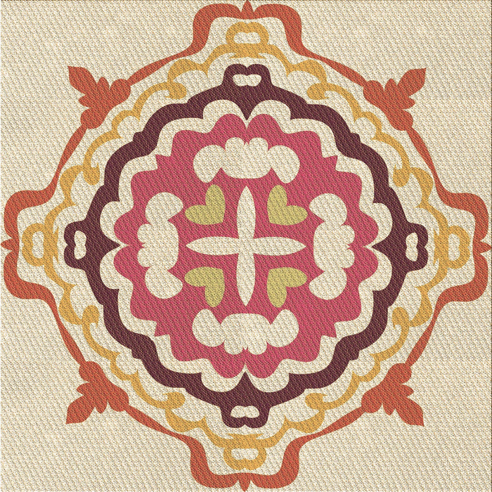 Round Patterned Golden Blonde Gold Rug, pat1295brn