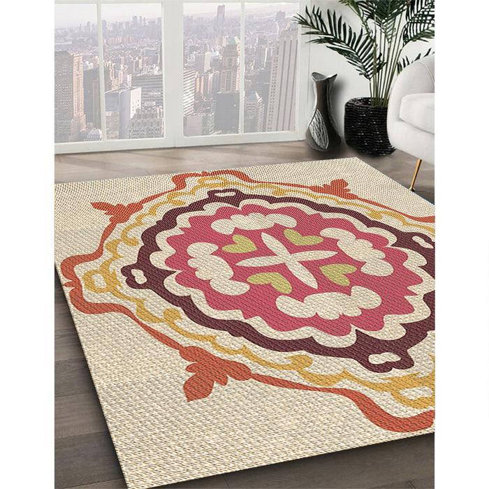 Machine Washable Transitional Golden Blonde Gold Rug in a Family Room, wshpat1295brn