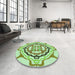 Round Patterned Mint Green Rug in a Office, pat1295grn