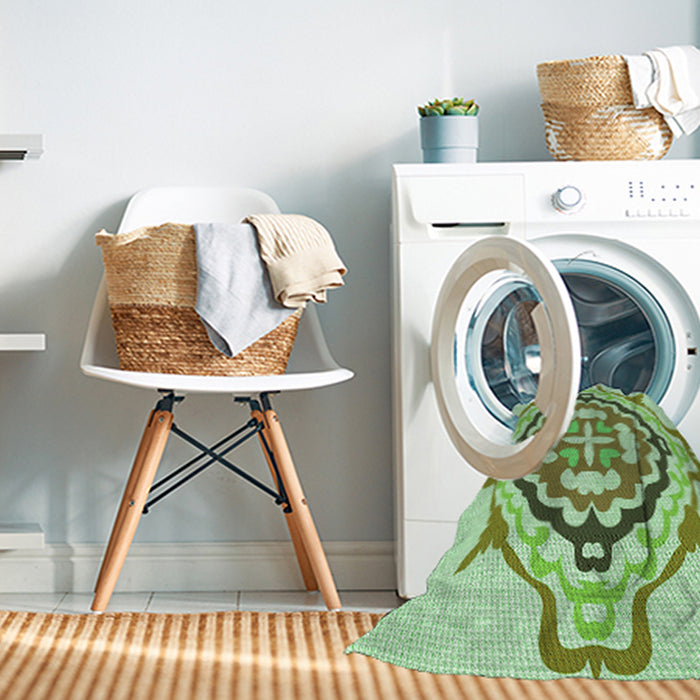 Machine Washable Transitional Mint Green Rug in a Washing Machine, wshpat1295grn