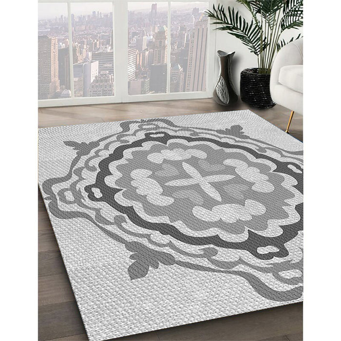 Machine Washable Transitional Gunmetal Gray Rug in a Family Room, wshpat1295gry