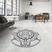 Round Patterned Gunmetal Gray Rug in a Office, pat1295gry