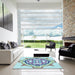 Square Patterned Light Aquamarine Green Rug in a Living Room, pat1295lblu