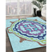 Patterned Light Aquamarine Green Rug in Family Room, pat1295lblu