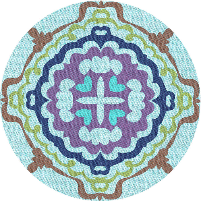 Square Patterned Light Aquamarine Green Rug, pat1295lblu