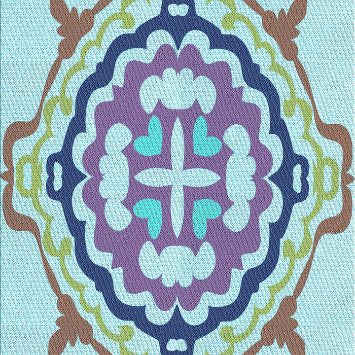 Patterned Light Aquamarine Green Rug, pat1295lblu