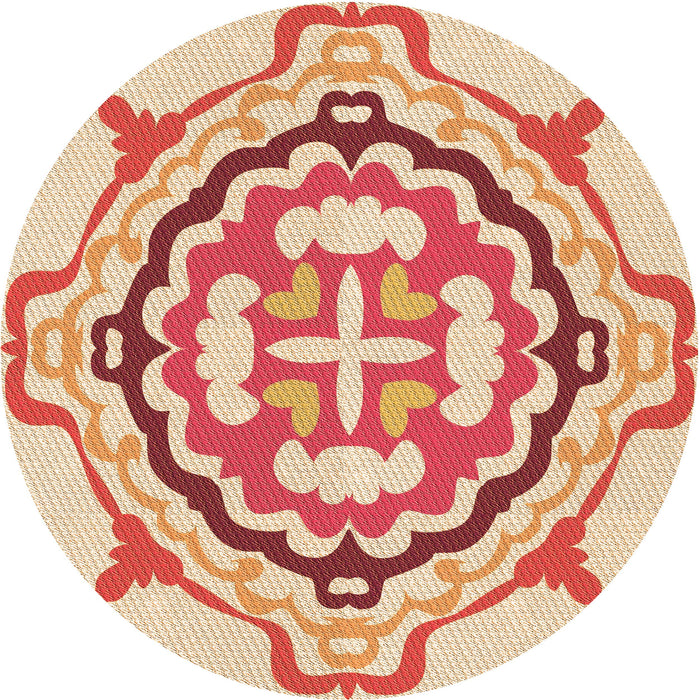 Square Patterned Red Rug, pat1295org