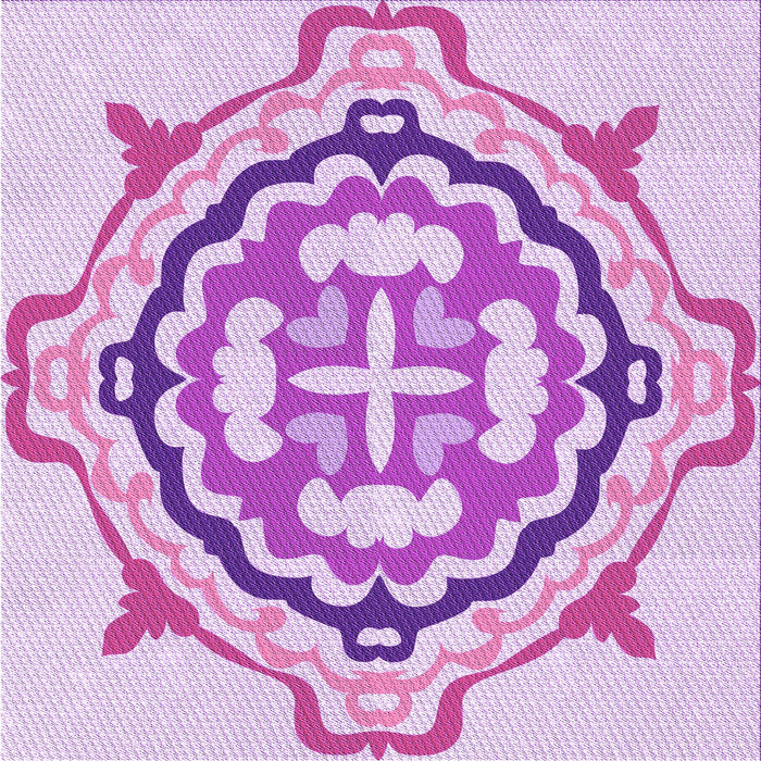 Round Patterned Blossom Pink Rug, pat1295pur