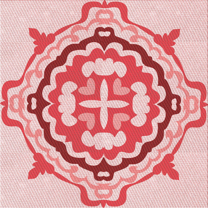 Round Patterned Light Red Pink Rug, pat1295rd