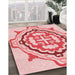 Patterned Light Red Pink Rug in Family Room, pat1295rd