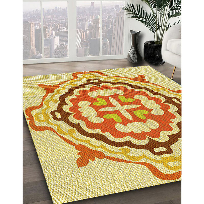 Machine Washable Transitional Orange Rug in a Family Room, wshpat1295yw