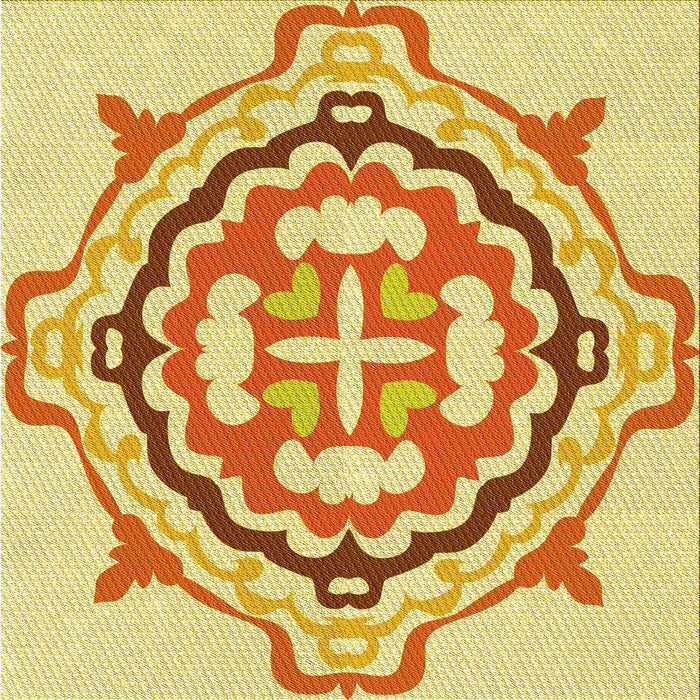 Round Machine Washable Transitional Orange Rug, wshpat1295yw