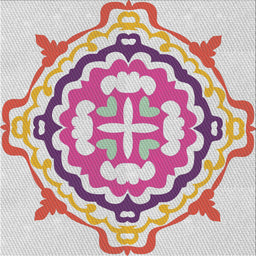Square Patterned Raspberry Purple Novelty Rug, pat1295