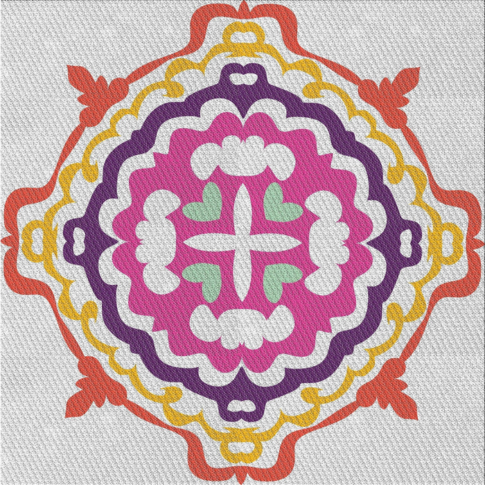 Square Patterned Raspberry Purple Novelty Rug, pat1295