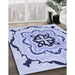 Patterned Blue Rug in Family Room, pat1296blu