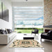 Square Patterned Vanilla Gold Rug in a Living Room, pat1296brn