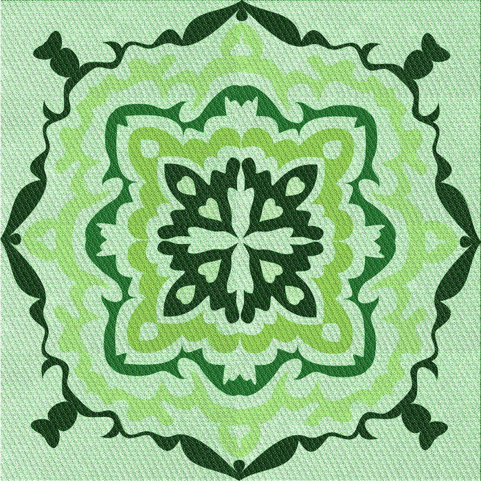 Round Machine Washable Transitional Green Rug, wshpat1296grn