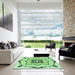 Machine Washable Transitional Green Rug in a Kitchen, wshpat1296grn