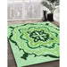 Patterned Green Rug in Family Room, pat1296grn