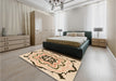 Patterned Light Brown Rug in a Bedroom, pat1296org