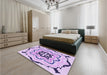 Patterned Blossom Pink Rug in a Bedroom, pat1296pur