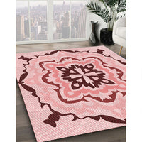 Patterned Light Red Pink Rug, pat1296rd