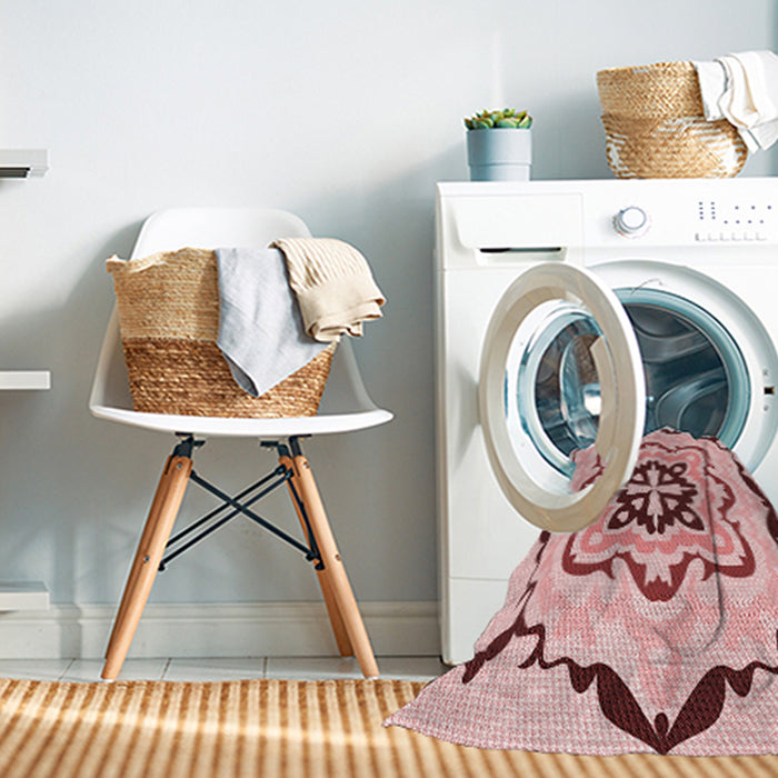Machine Washable Transitional Light Red Pink Rug in a Washing Machine, wshpat1296rd