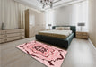 Patterned Light Red Pink Rug in a Bedroom, pat1296rd