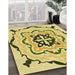 Patterned Dark Yellow Green Rug in Family Room, pat1296yw