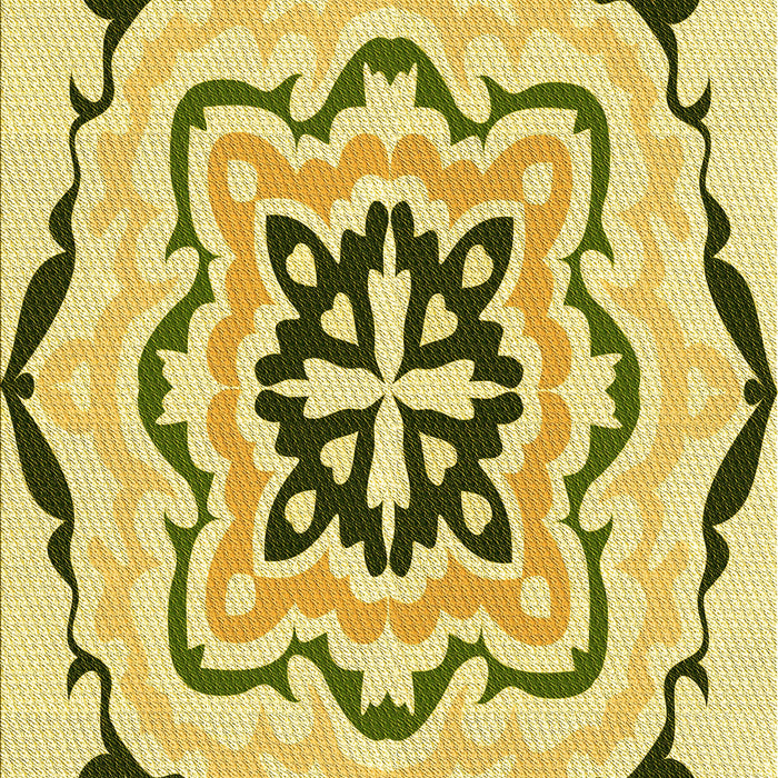 Machine Washable Transitional Dark Yellow Green Rug, wshpat1296yw