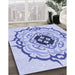 Patterned Blue Rug in Family Room, pat1297blu