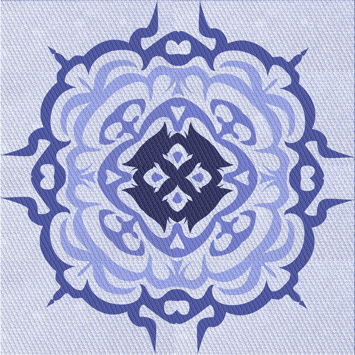 Round Patterned Blue Rug, pat1297blu