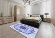 Patterned Blue Rug in a Bedroom, pat1297blu