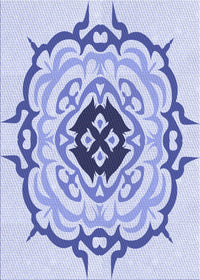 Machine Washable Transitional Blue Rug, wshpat1297blu