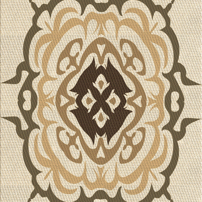 Patterned Vanilla Gold Rug, pat1297brn