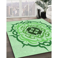 Patterned Light Green Rug, pat1297grn