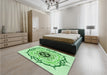 Round Machine Washable Transitional Light Green Rug in a Office, wshpat1297grn