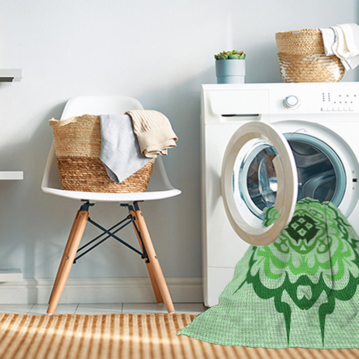 Machine Washable Transitional Light Green Rug in a Washing Machine, wshpat1297grn