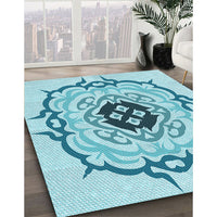 Patterned Electric Blue Rug, pat1297lblu