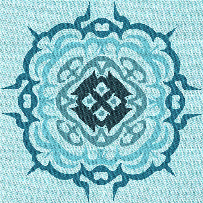 Round Machine Washable Transitional Electric Blue Rug, wshpat1297lblu