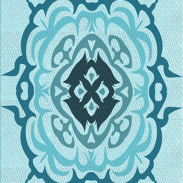 Machine Washable Transitional Electric Blue Rug, wshpat1297lblu