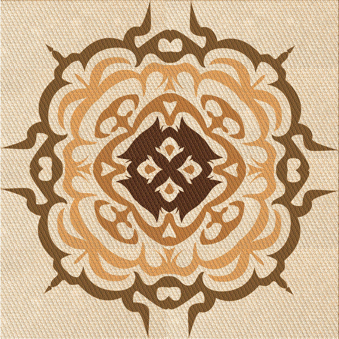 Round Patterned Golden Blonde Gold Rug, pat1297org